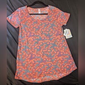 LuLaRoe Classic Tee in Blue/Pink Coral Print (New w/Tags)